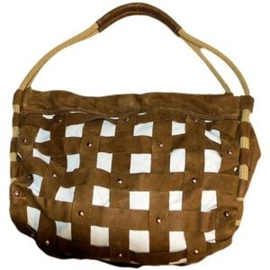 Salar Italy White and brown suede tote bag